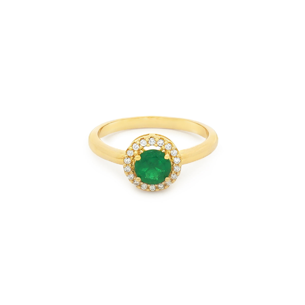 ANILLO FLOR CON ESMERALDA Y DIAMANTES