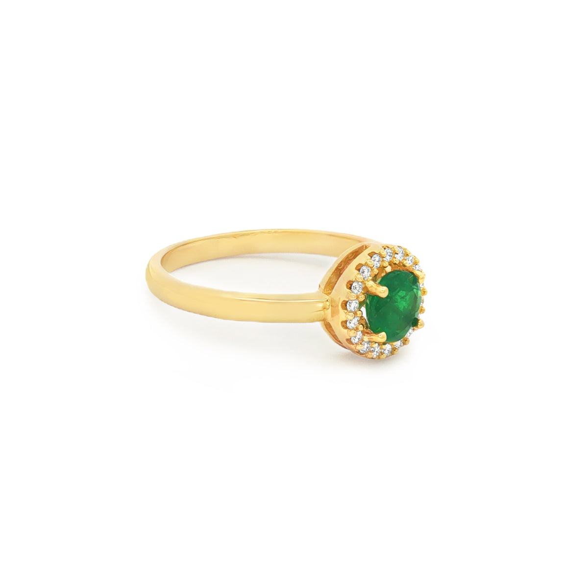 ANILLO FLOR CON ESMERALDA Y DIAMANTES