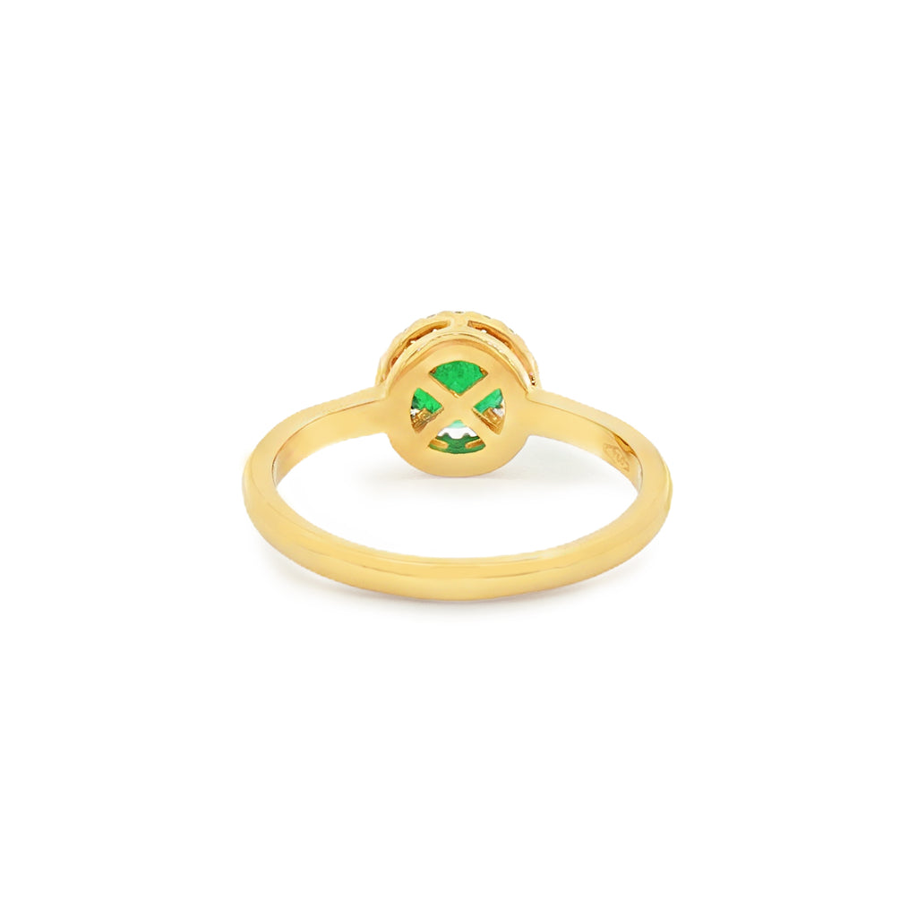 ANILLO FLOR CON ESMERALDA Y DIAMANTES