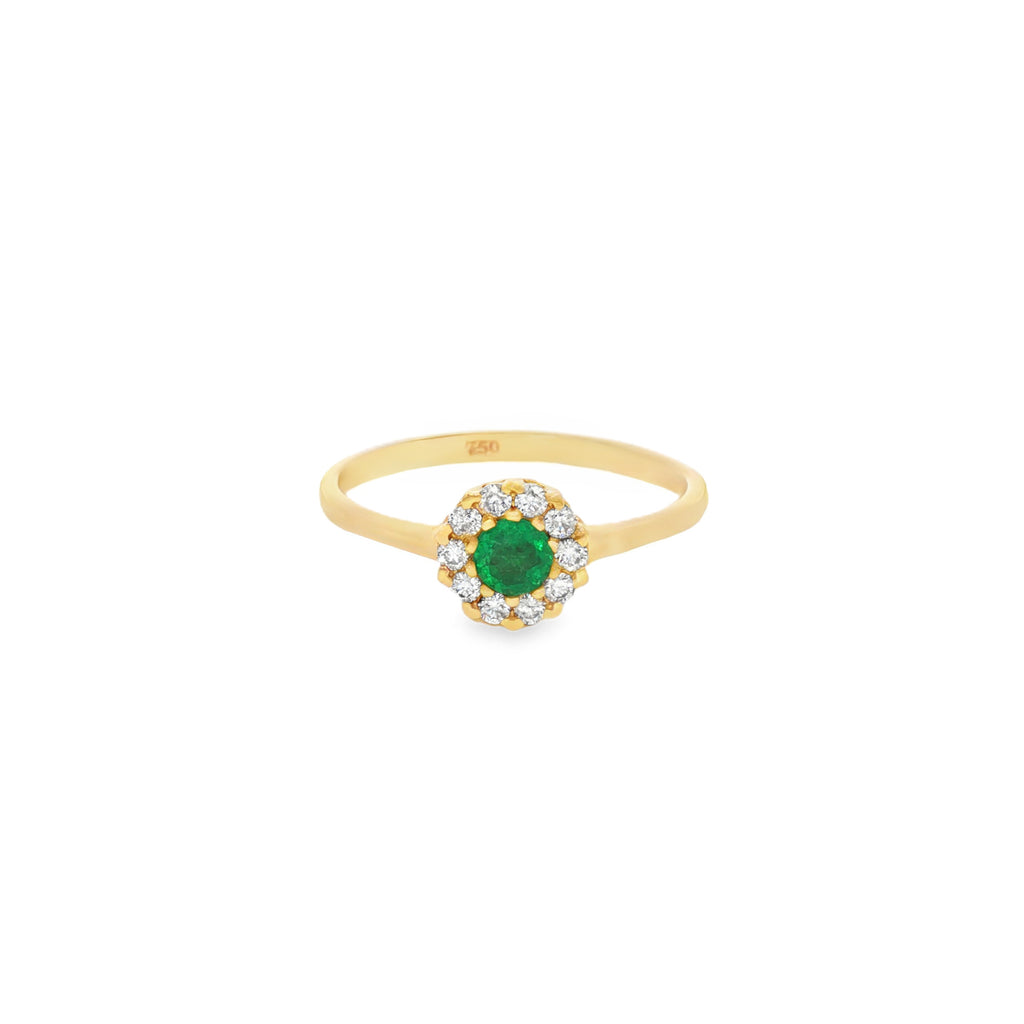 ANILLO FLOR DE ESMERALDA Y DIAMANTES