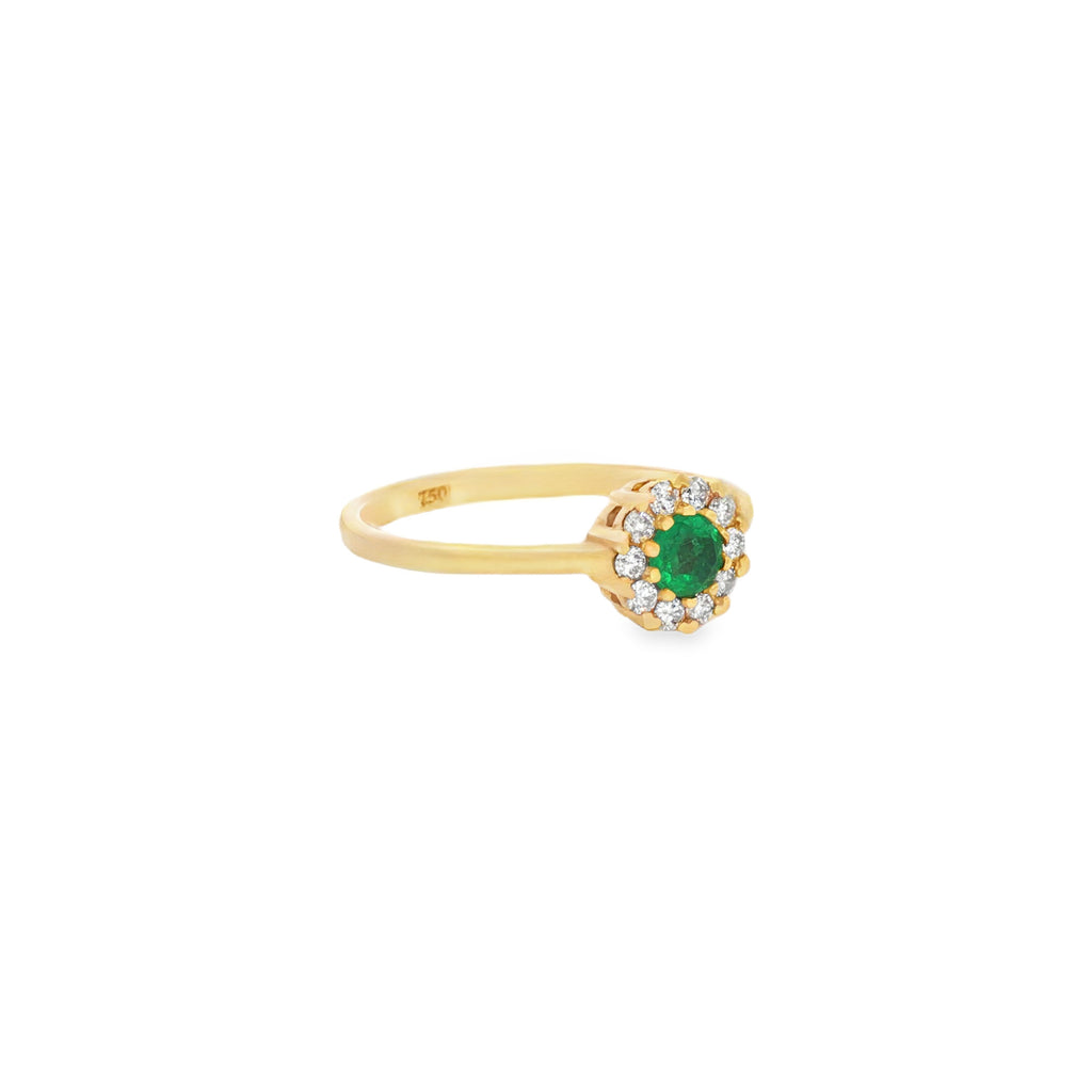 ANILLO FLOR DE ESMERALDA Y DIAMANTES