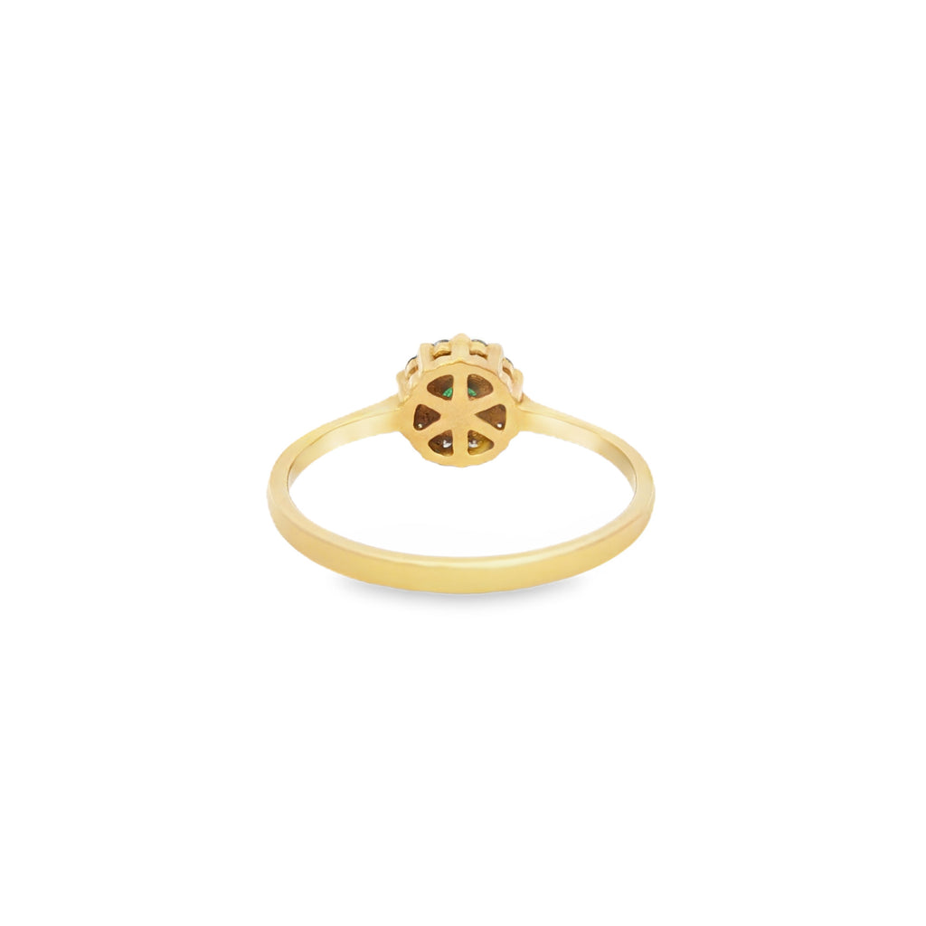 ANILLO FLOR DE ESMERALDA Y DIAMANTES