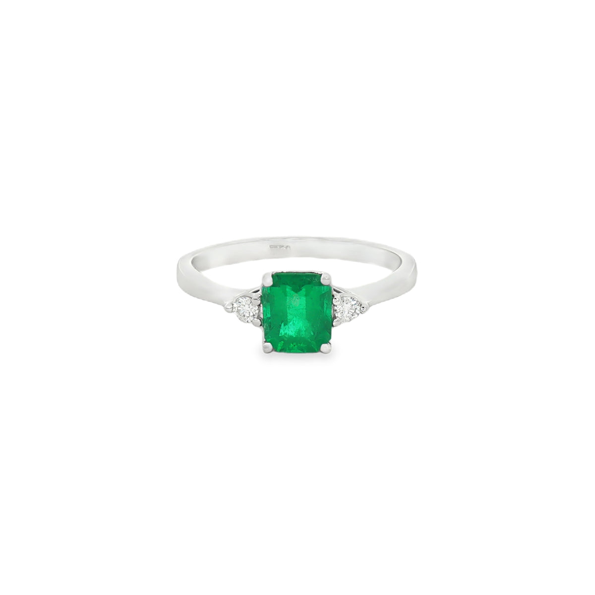 ANILLO CUADRADO CON ESMERALDA Y DIAMANTES