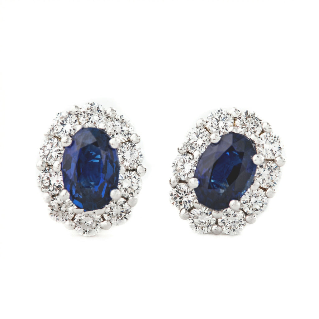 ARETES FLOR CON ZAFIROS Y DIAMANTES