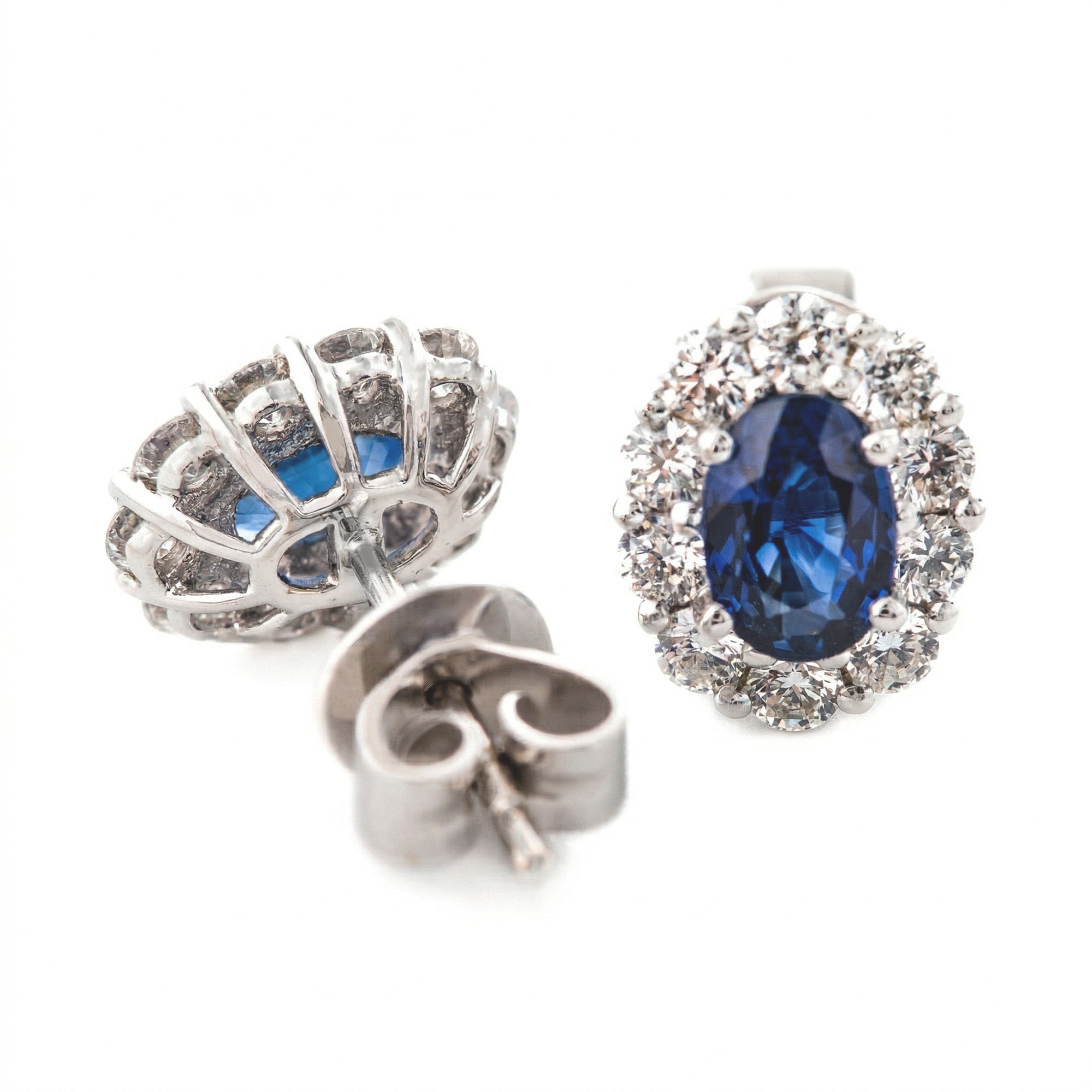 ARETES FLOR CON ZAFIROS Y DIAMANTES