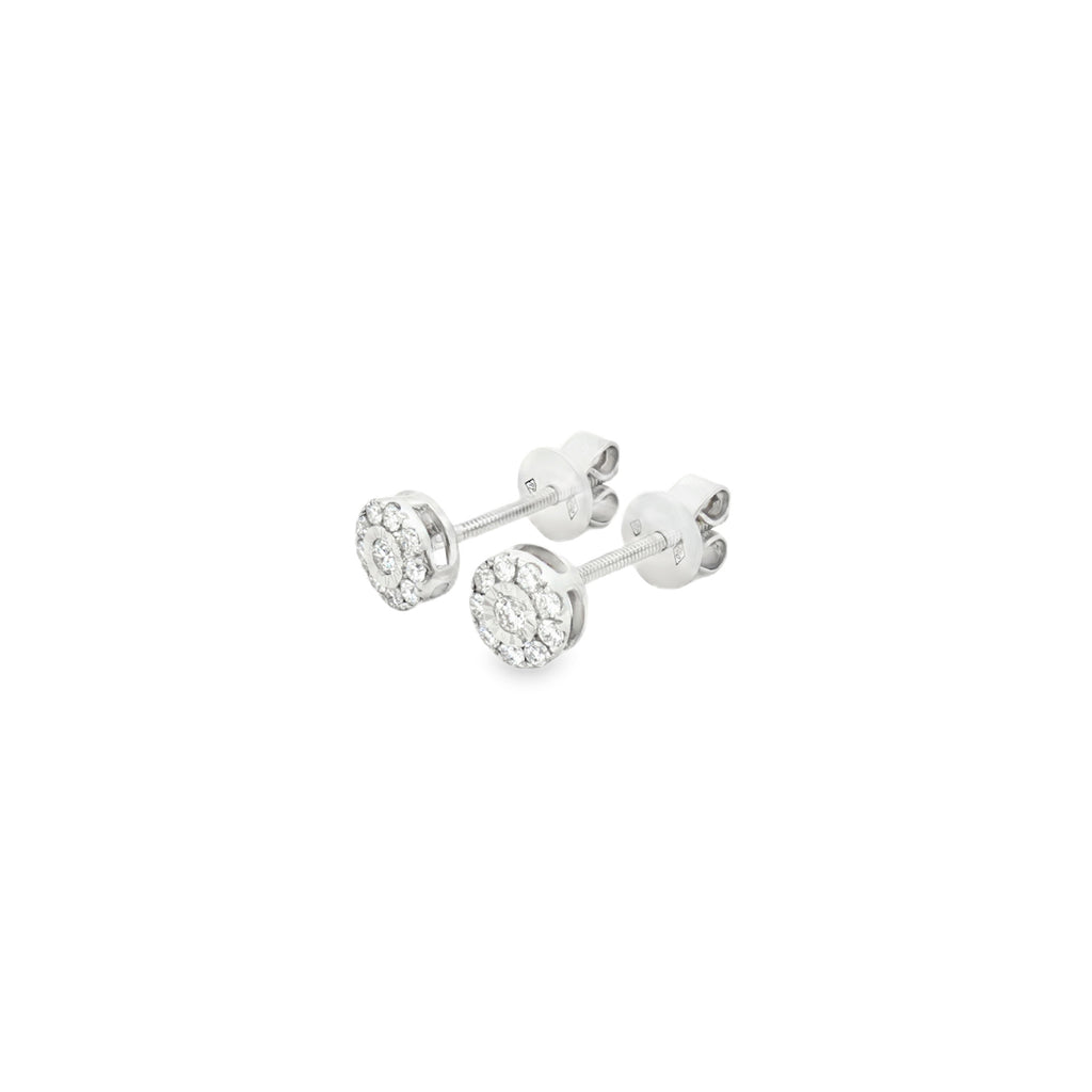 ARETES FLOR DE DIAMANTES CON ROSCA