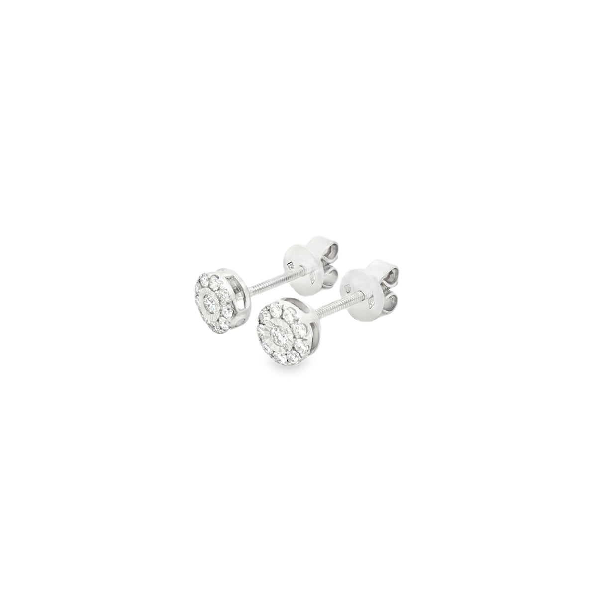 ARETES FLOR DE DIAMANTES CON ROSCA