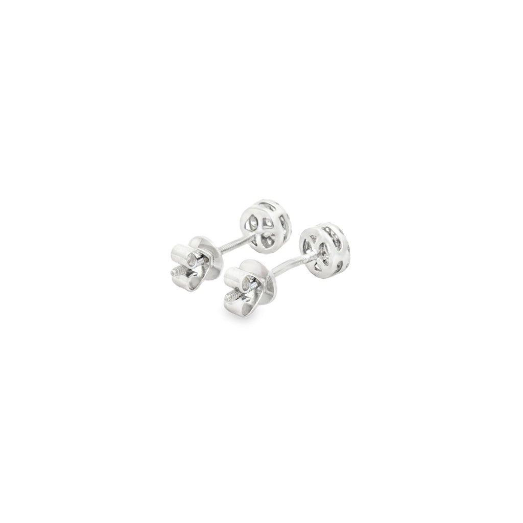ARETES FLOR DE DIAMANTES CON ROSCA