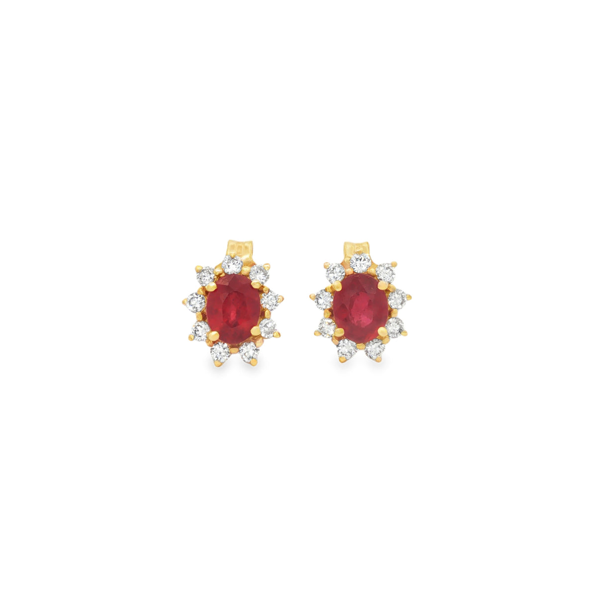 ARETES FLOR CON GRANATES Y DIAMANTES