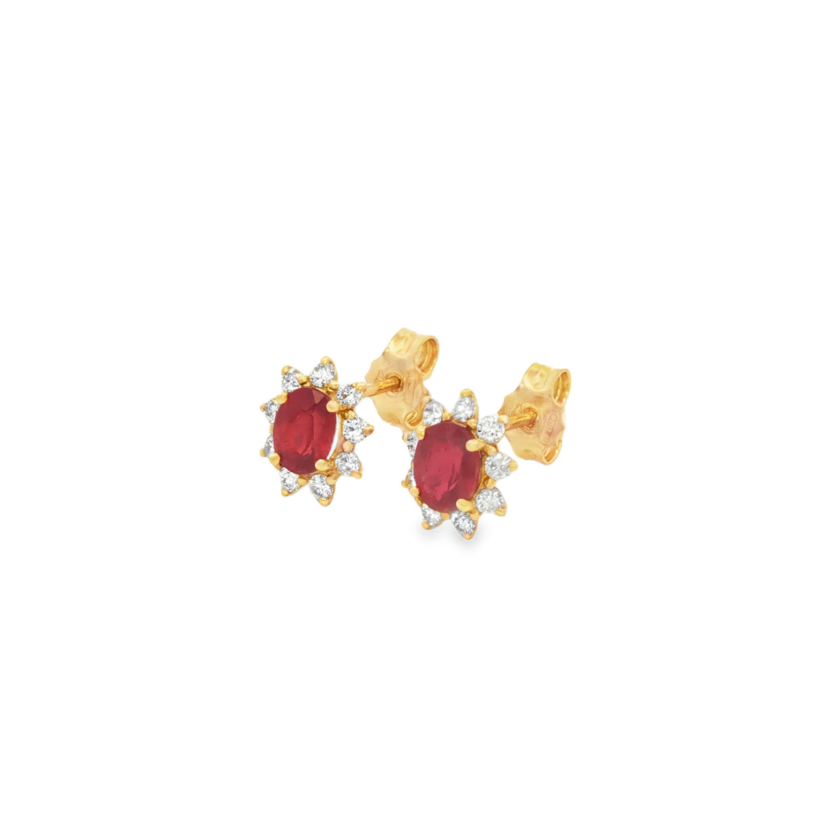 ARETES FLOR CON GRANATES Y DIAMANTES
