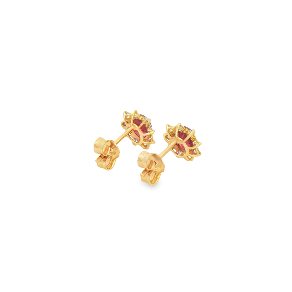 ARETES FLOR CON GRANATES Y DIAMANTES