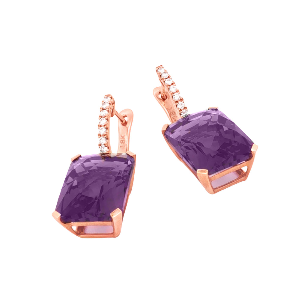 ARETES CON AMATISTAS Y DIAMANTES