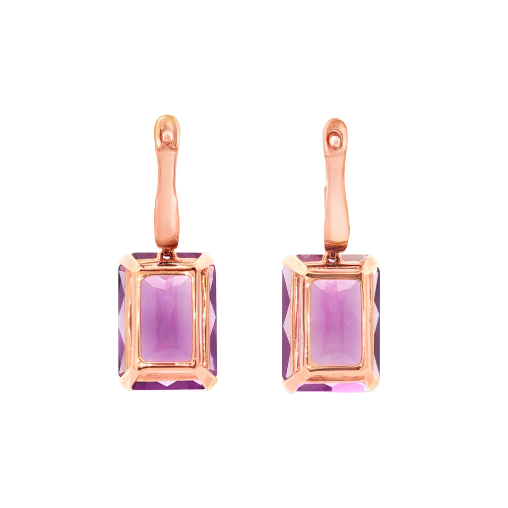 ARETES CON AMATISTAS Y DIAMANTES