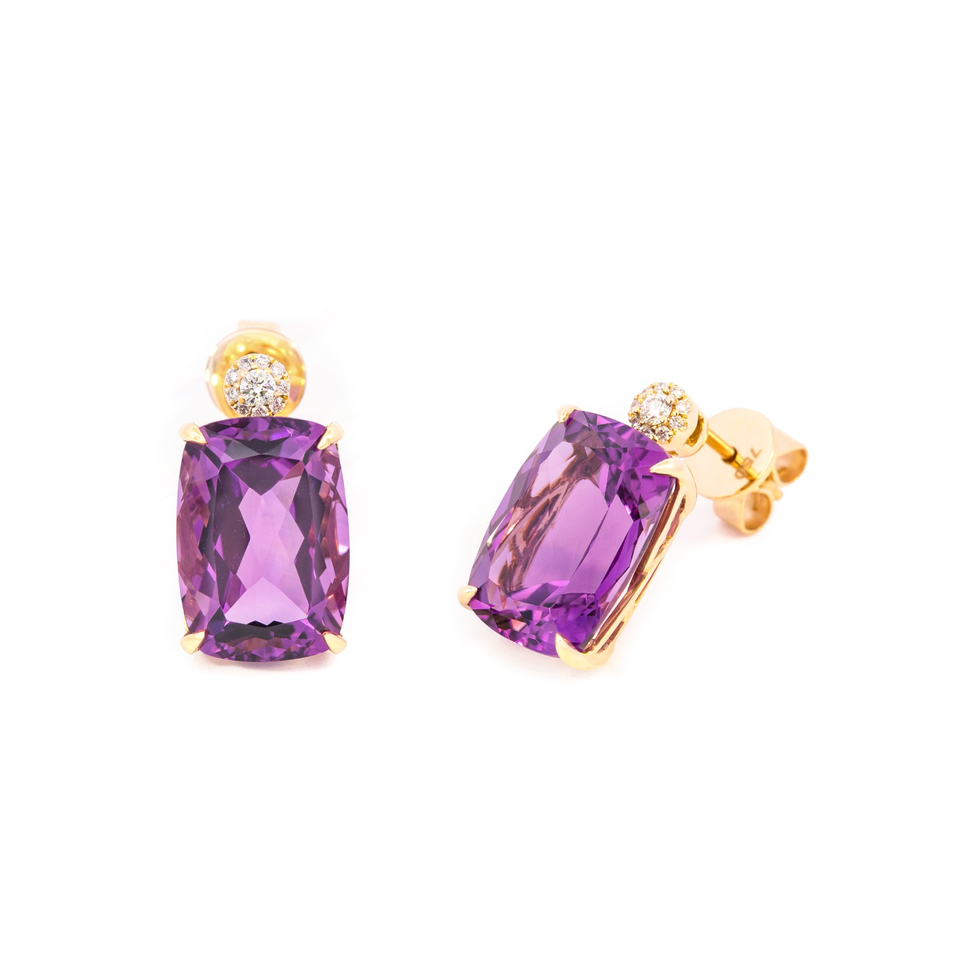 ARETES AMATISTA RECTANGULAR DIAMANTES