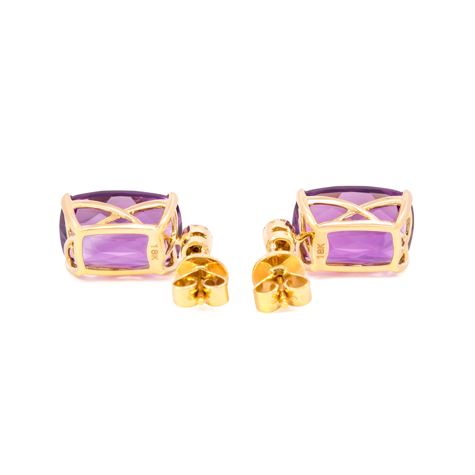 ARETES AMATISTA RECTANGULAR DIAMANTES