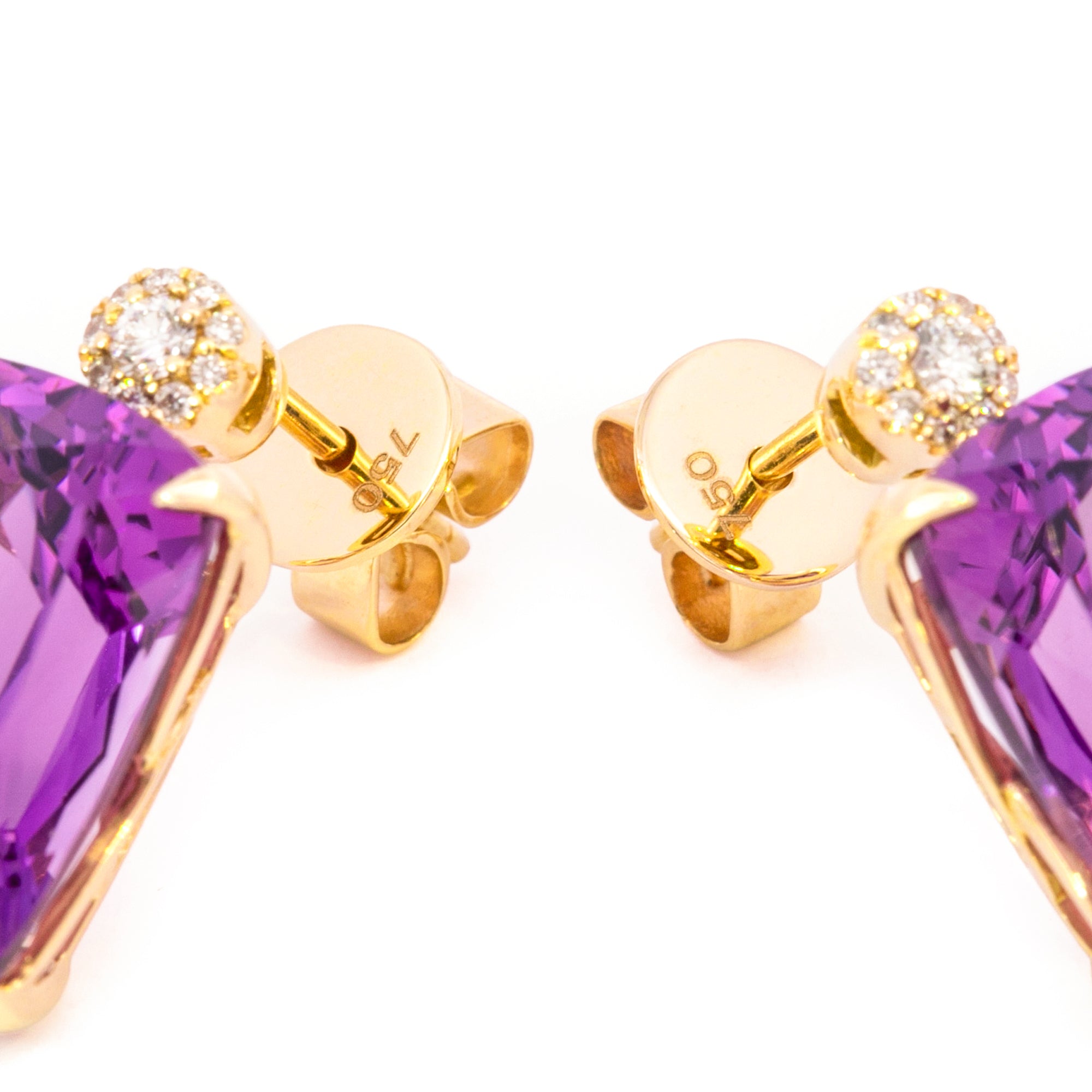 ARETES AMATISTA RECTANGULAR DIAMANTES