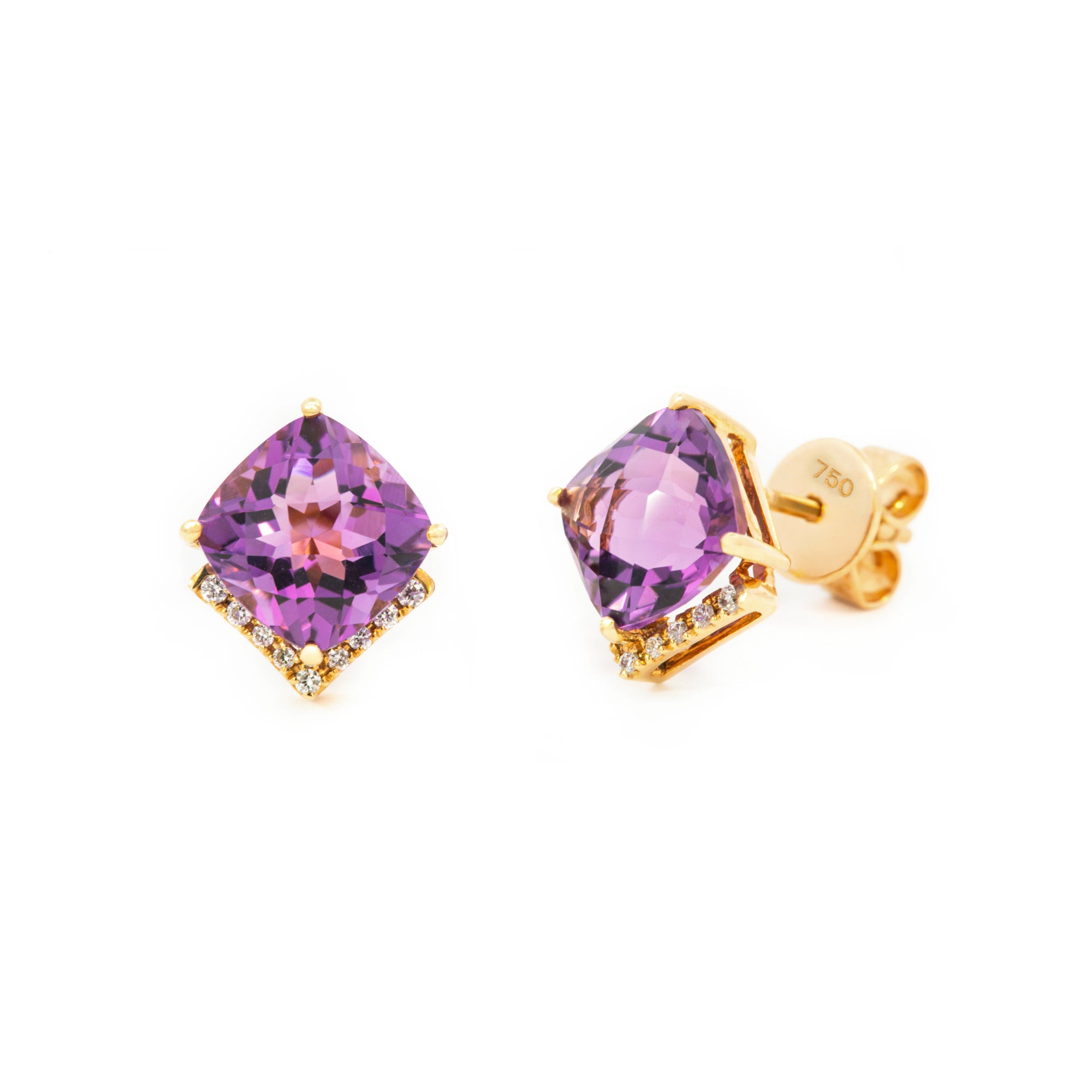 ARETES AMATISTA ROMBO DIAMANTES