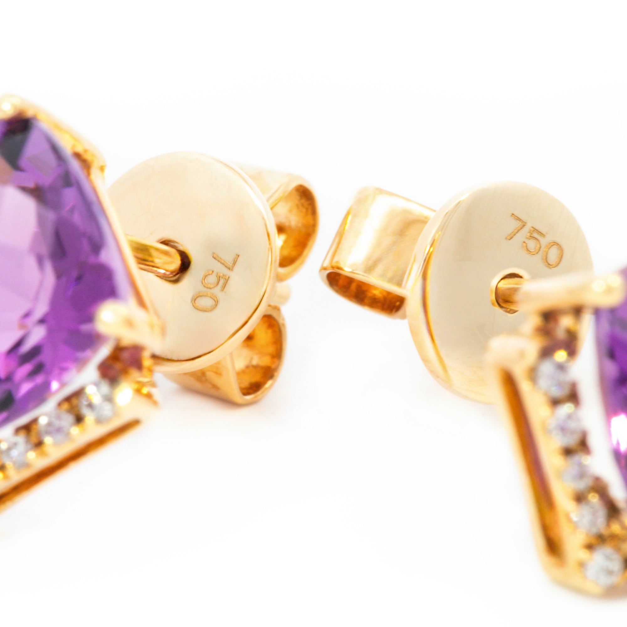 ARETES AMATISTA ROMBO DIAMANTES