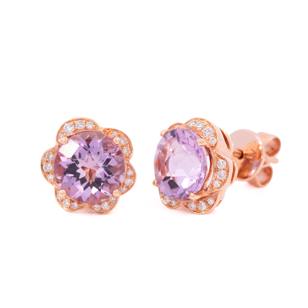 ARETES FLOR AMATISTA DIAMANTES