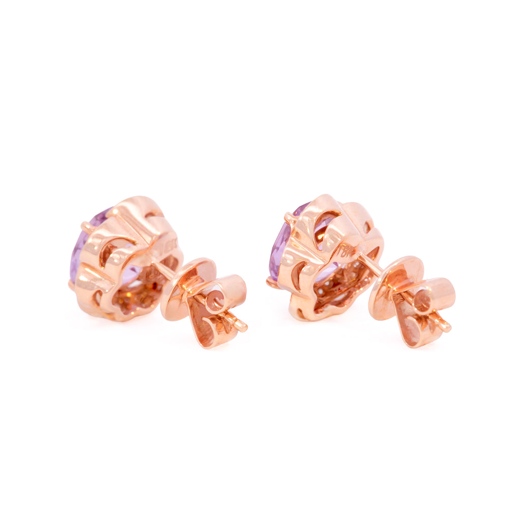 ARETES FLOR AMATISTA DIAMANTES