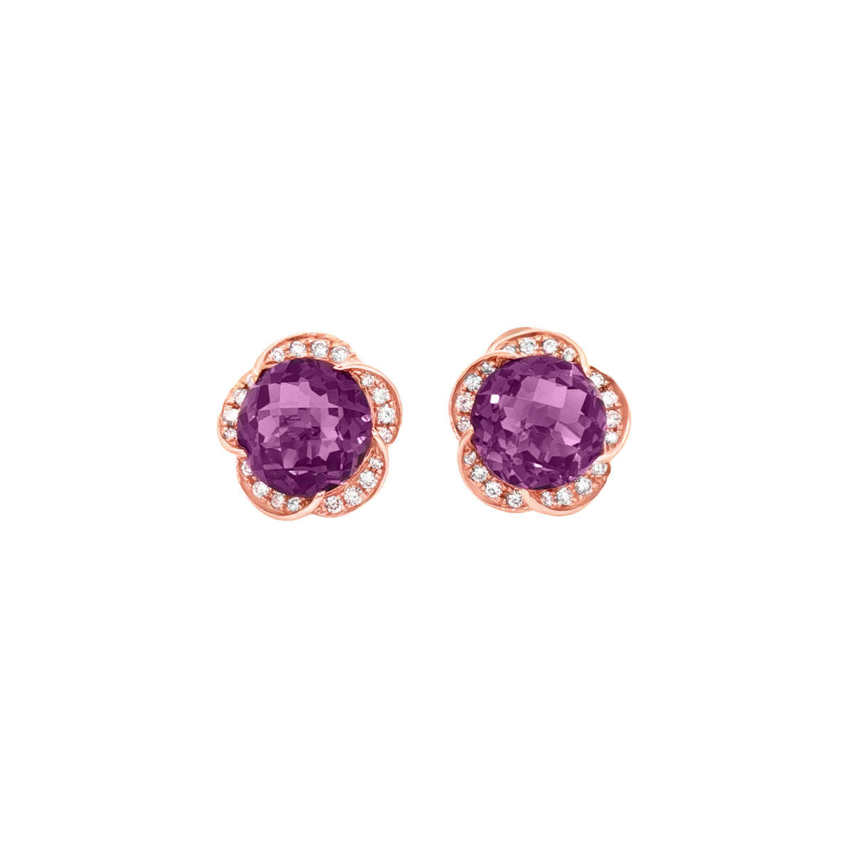 ARETES FLOR CON AMATISTAS Y DIAMANTES