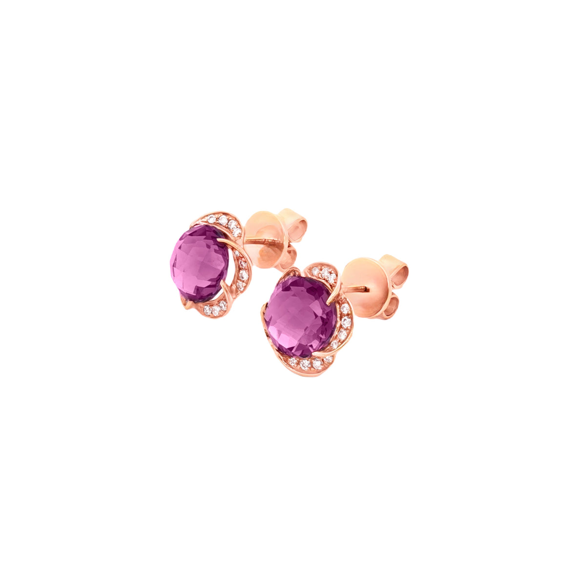 ARETES FLOR CON AMATISTAS Y DIAMANTES