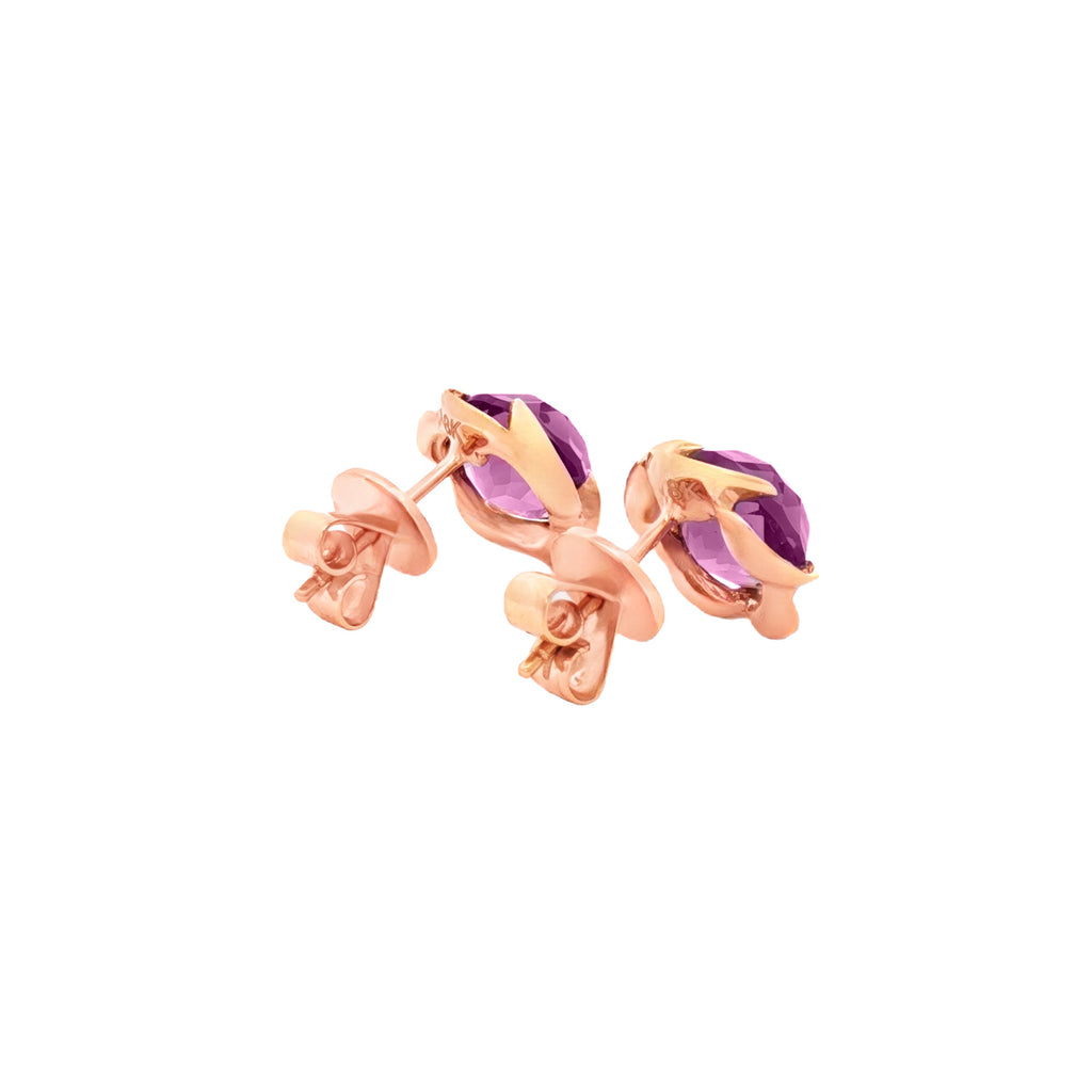 ARETES FLOR CON AMATISTAS Y DIAMANTES