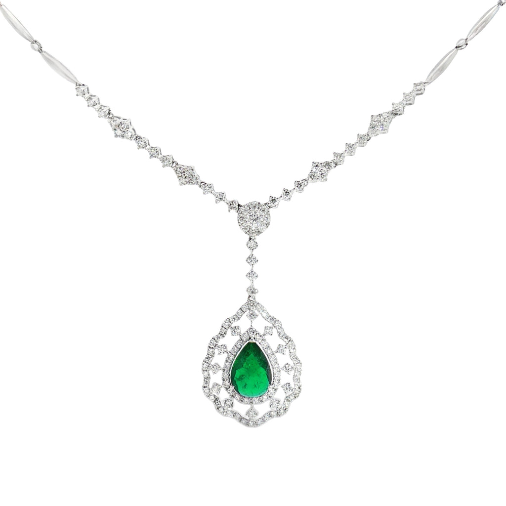 GARGANTILLA GOTA DE ESMERALDA Y DIAMANTES