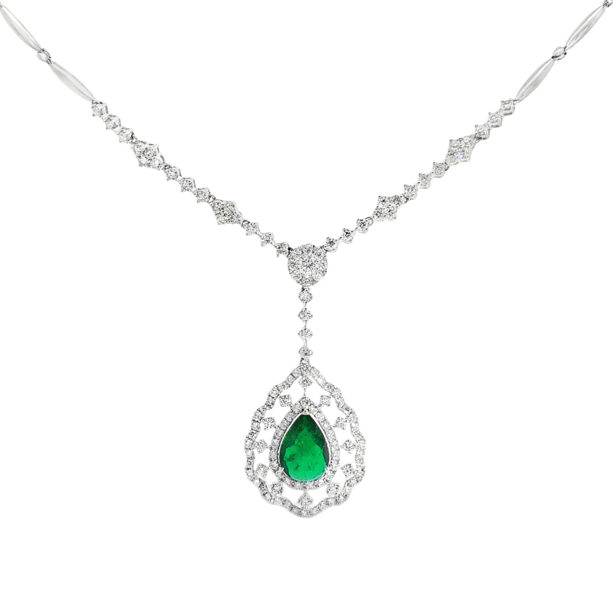 GARGANTILLA GOTA DE ESMERALDA Y DIAMANTES