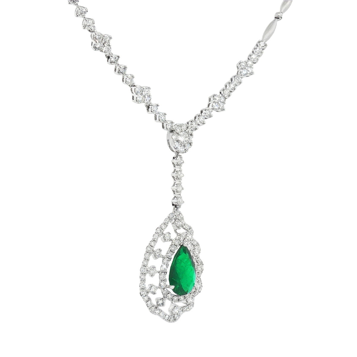 GARGANTILLA GOTA DE ESMERALDA Y DIAMANTES
