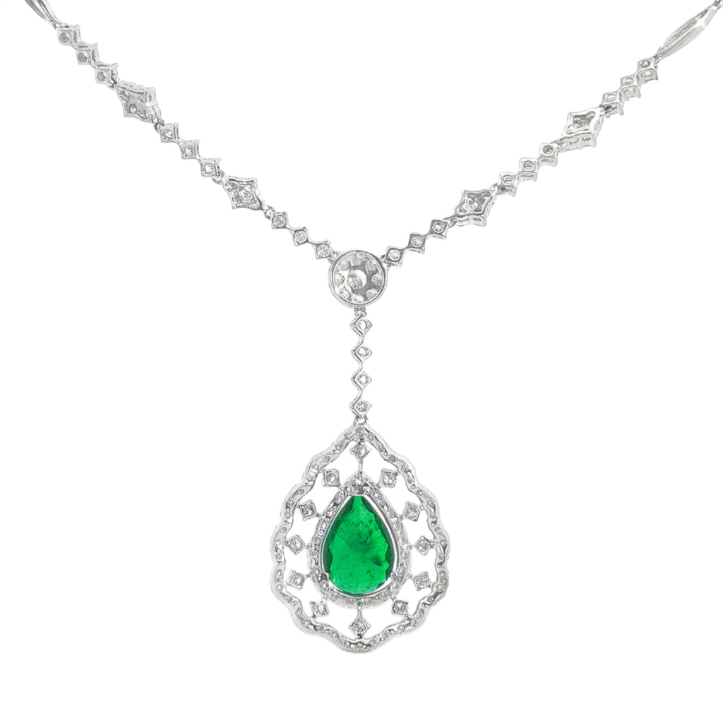 GARGANTILLA GOTA DE ESMERALDA Y DIAMANTES