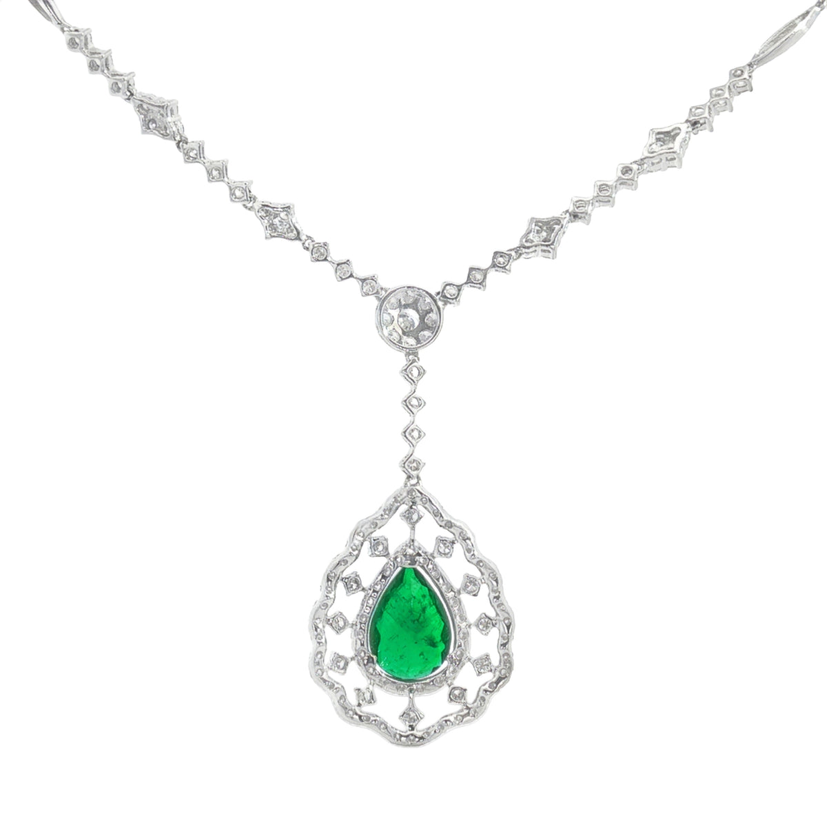 GARGANTILLA GOTA DE ESMERALDA Y DIAMANTES