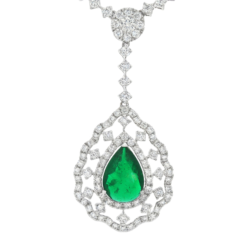 GARGANTILLA GOTA DE ESMERALDA Y DIAMANTES