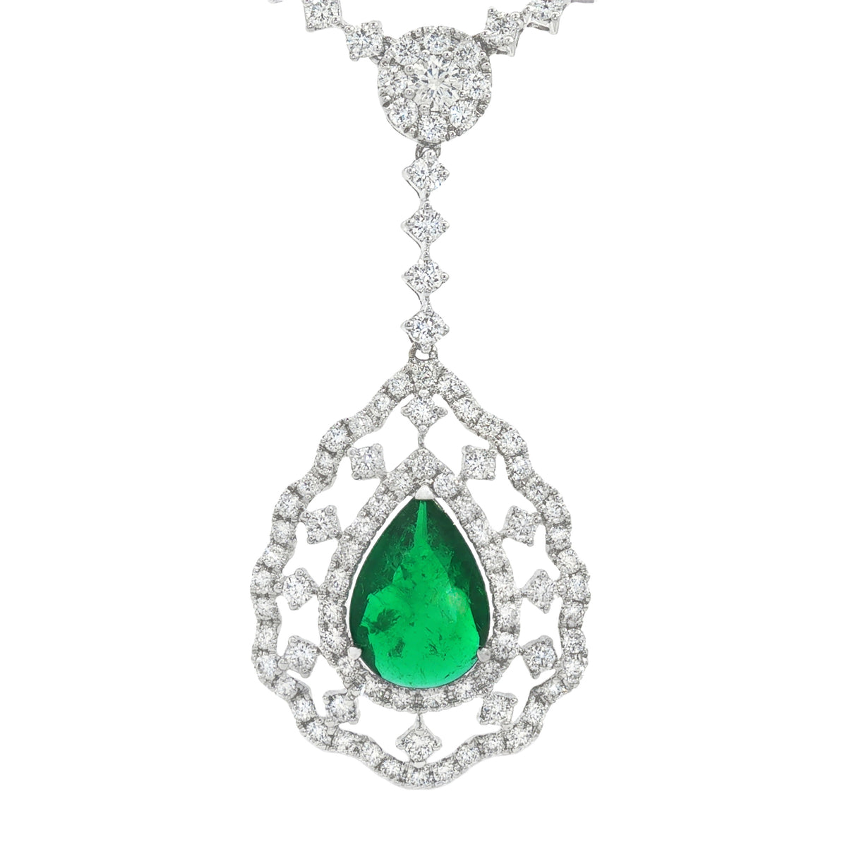 GARGANTILLA GOTA DE ESMERALDA Y DIAMANTES