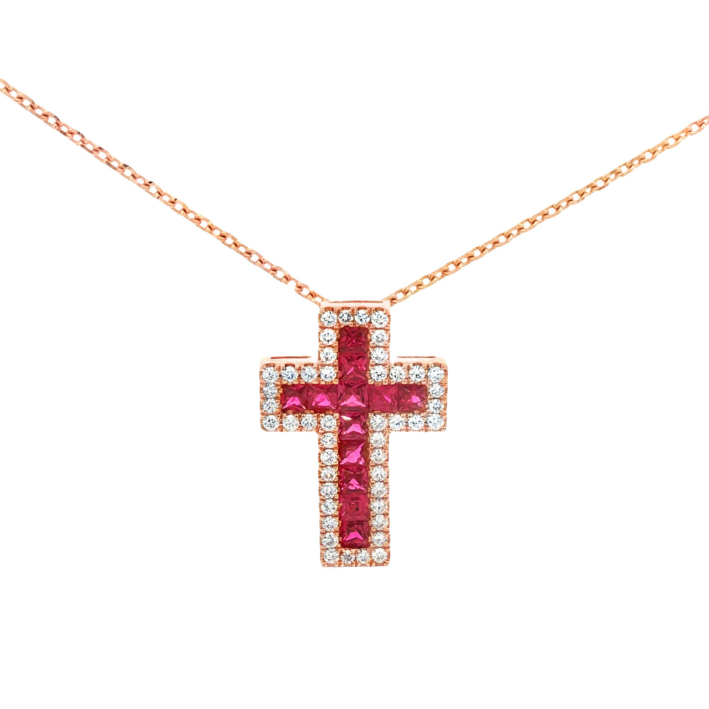GARGANTILLA CRUZ RUBÍ Y DIAMANTES