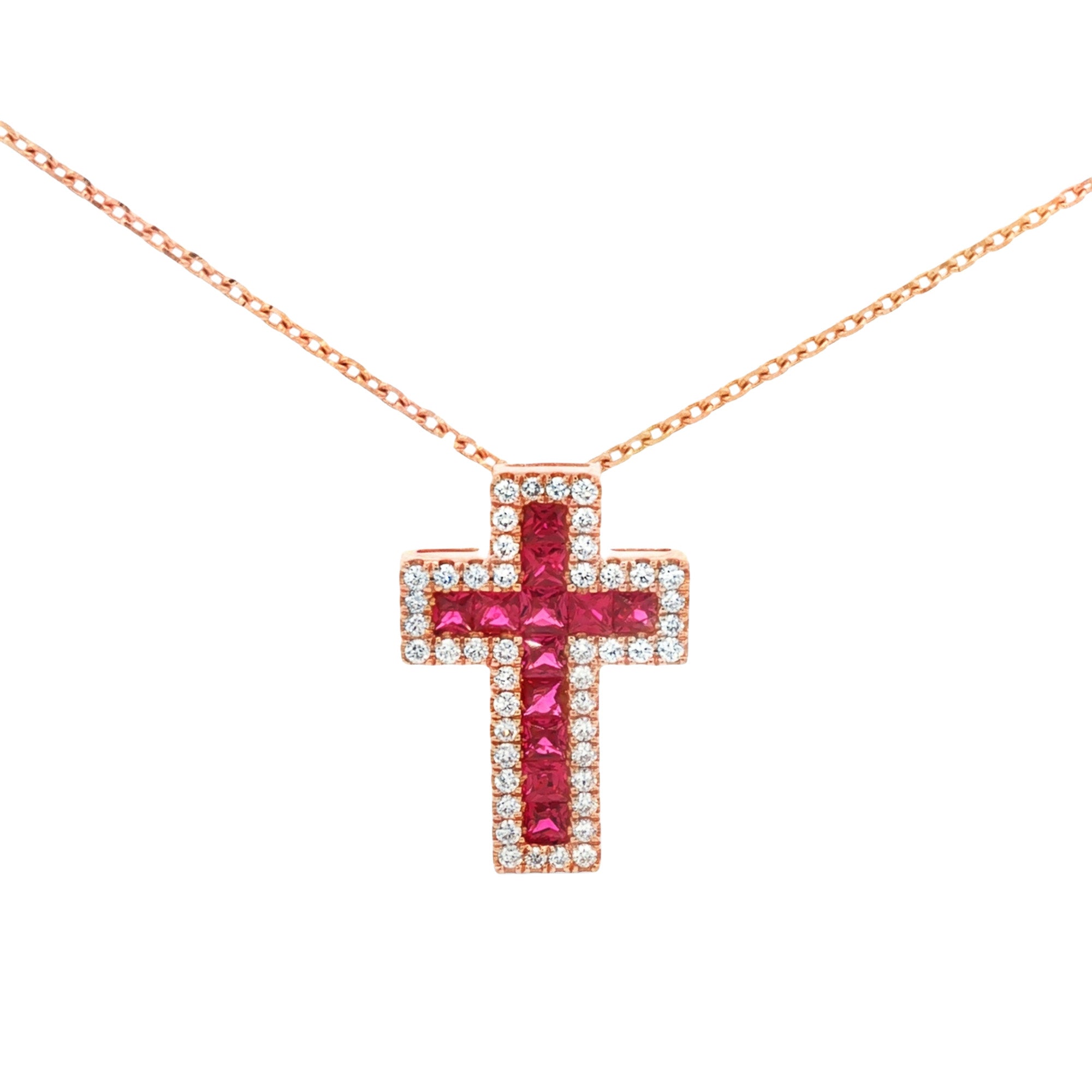 GARGANTILLA CRUZ RUBÍ Y DIAMANTES