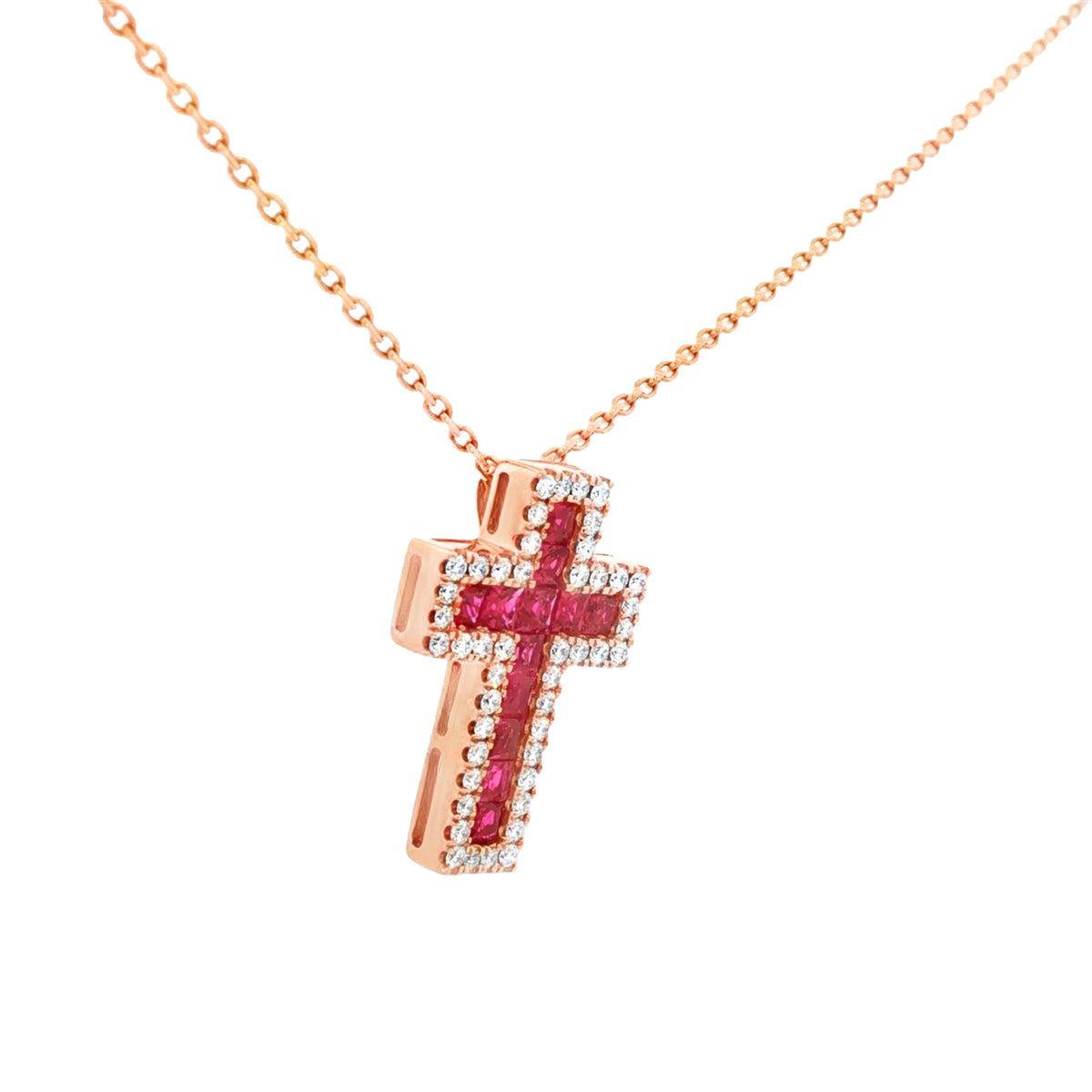GARGANTILLA CRUZ RUBÍ Y DIAMANTES
