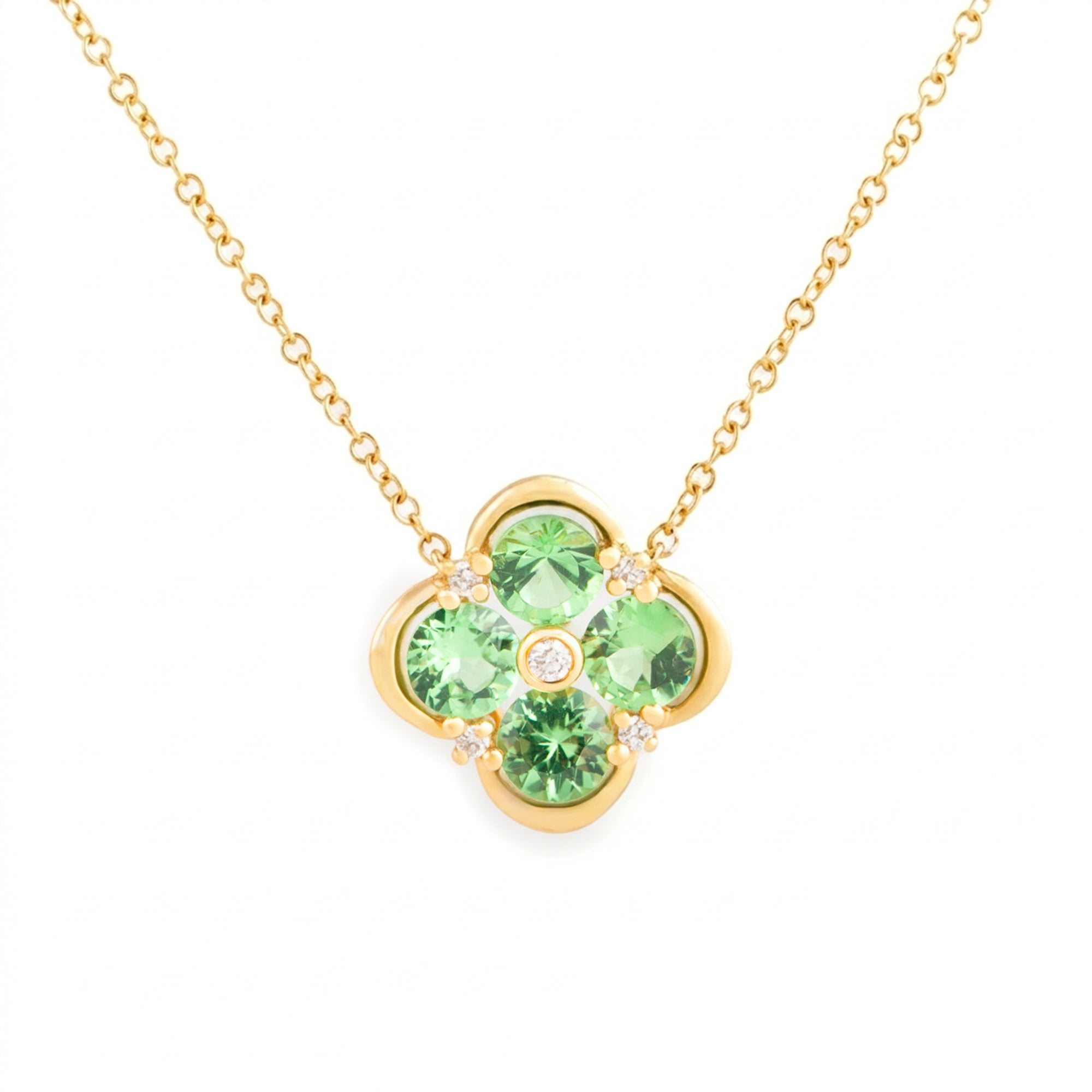 GARGANTILLA FLOR CON GRANATE Y DIAMANTES