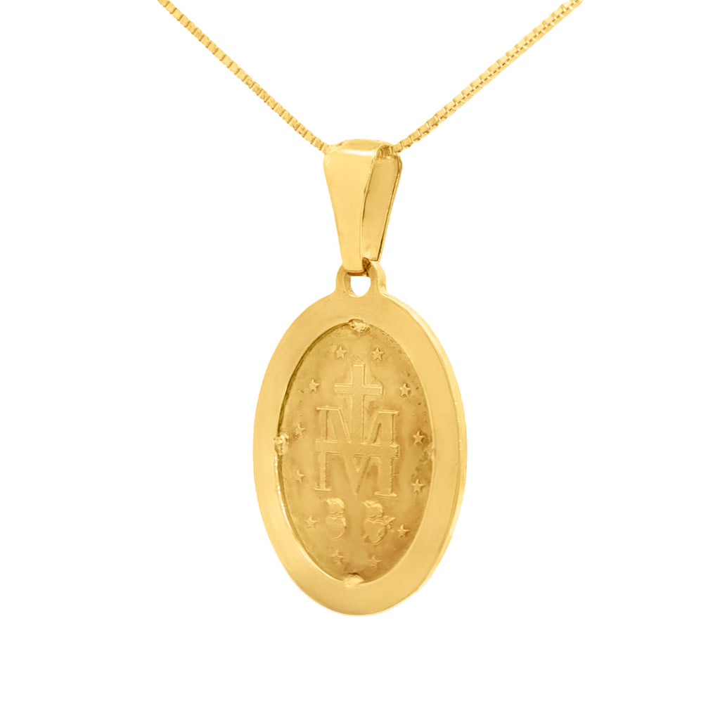 DIJE MEDALLA MILAGROSA OVAL CON BISEL ESTRIADO 2.5 CM