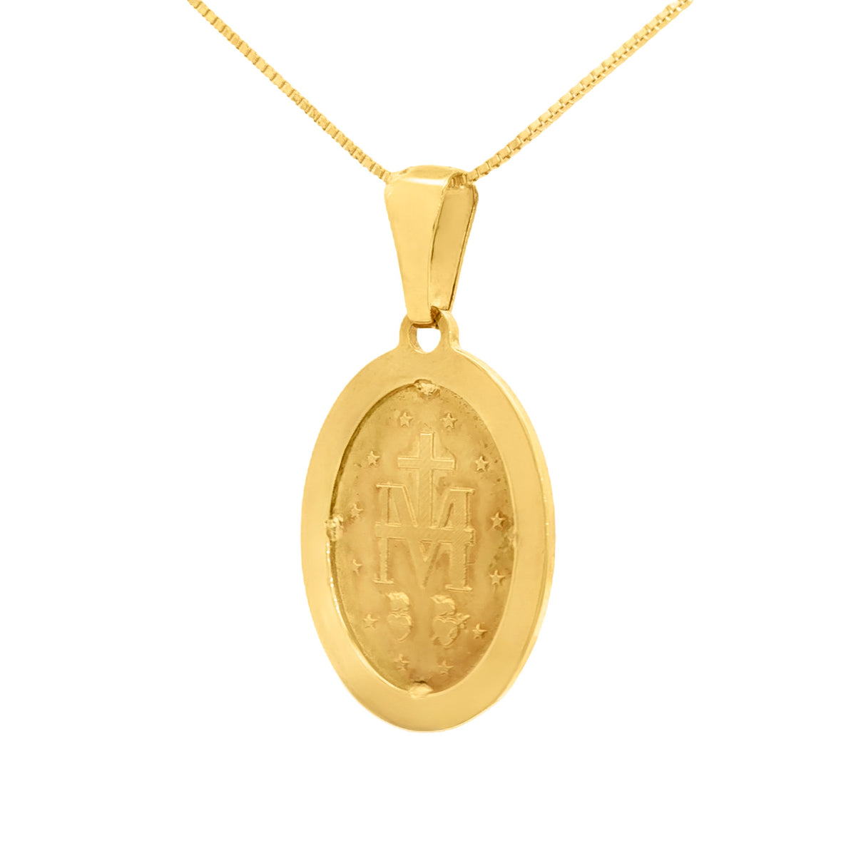 DIJE MEDALLA MILAGROSA OVAL CON BISEL ESTRIADO 2.5 CM