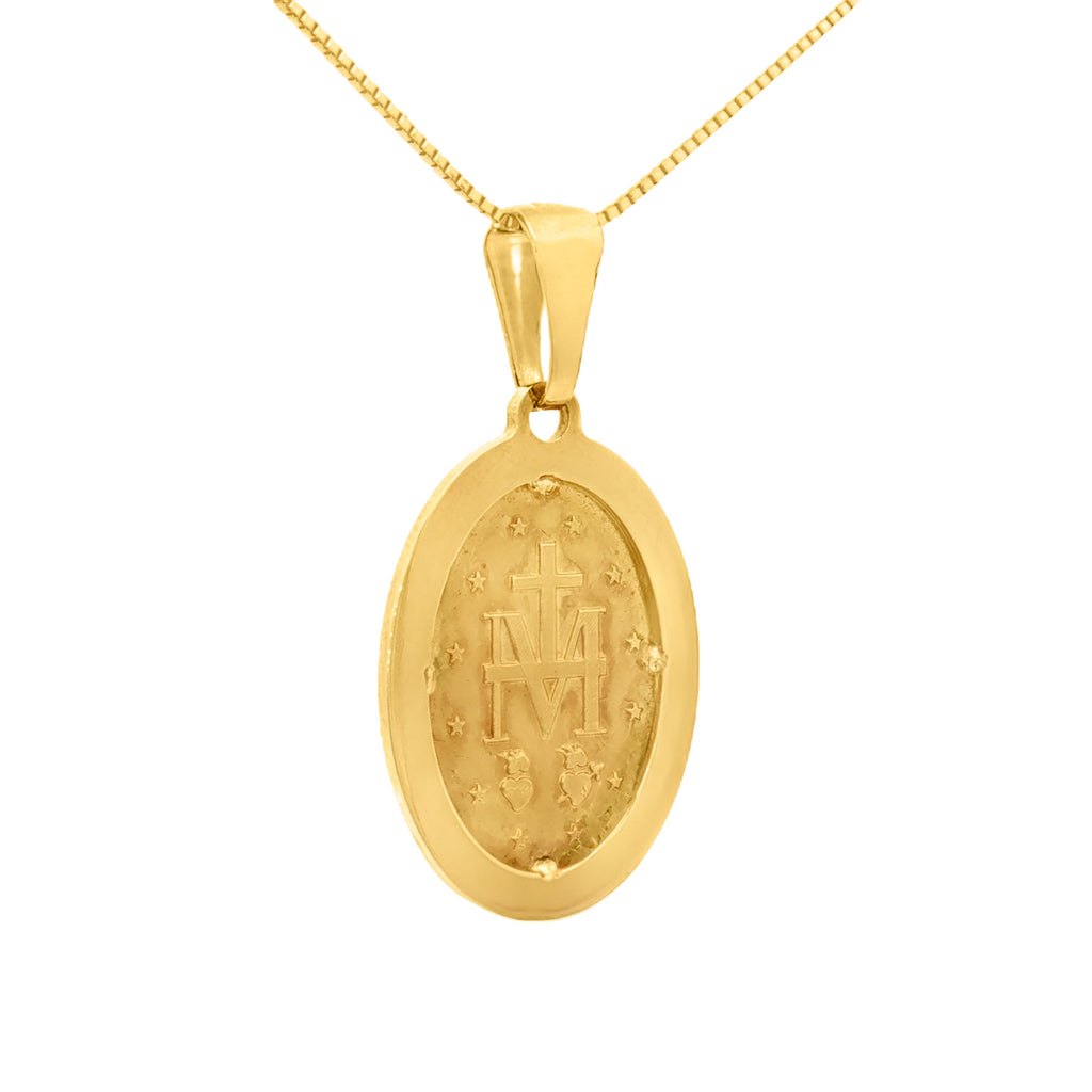 DIJE MEDALLA MILAGROSA OVAL CON BISEL ESTRIADO 2.5 CM