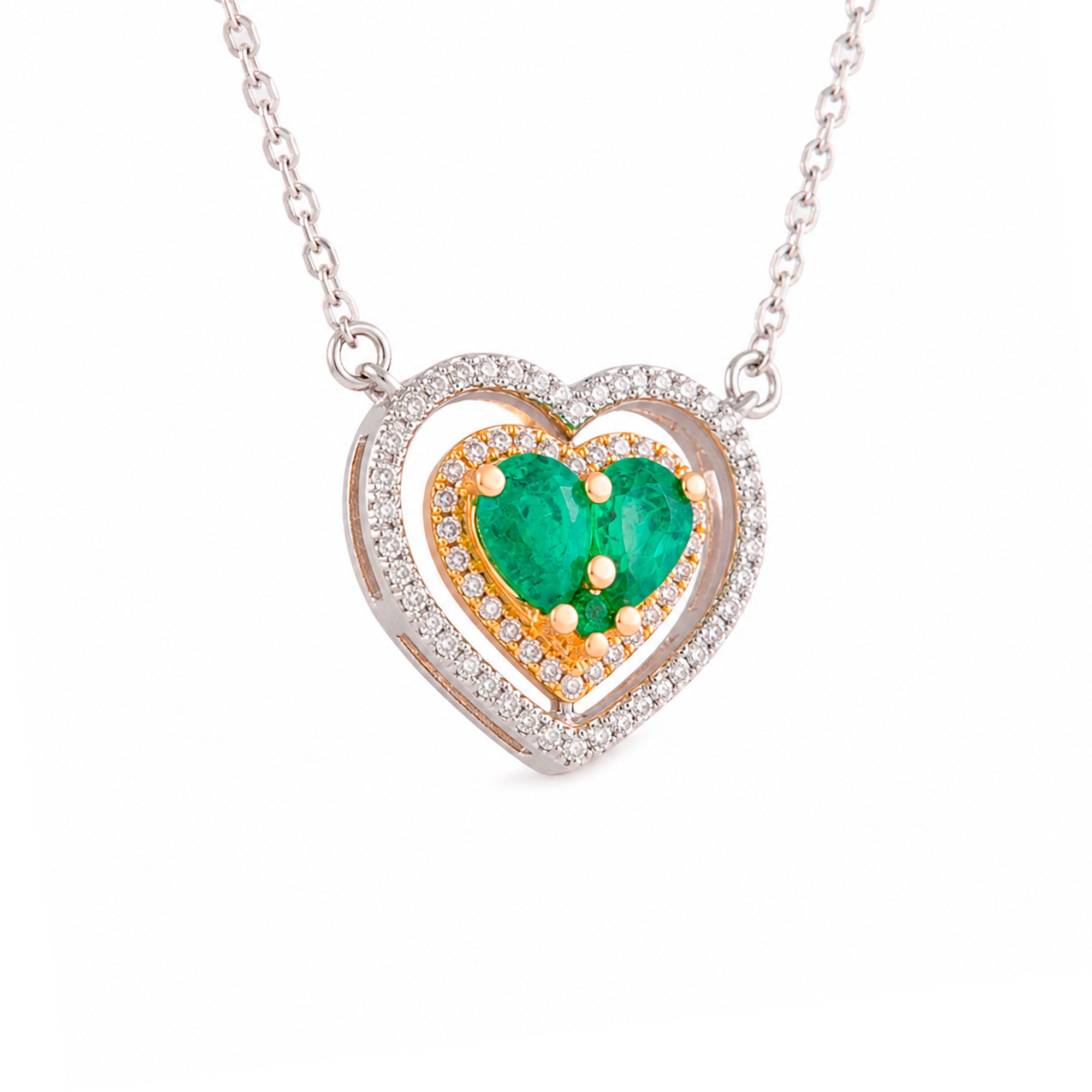 GARGANTILLA CORAZÓN ESMERALDA Y DIAMANTES