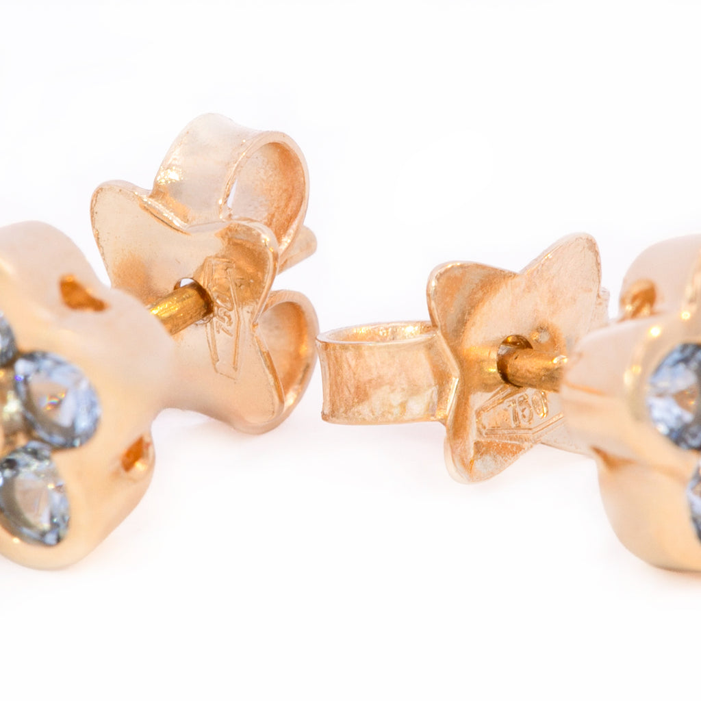 ARETES FLOR ZIRCÓN AZUL