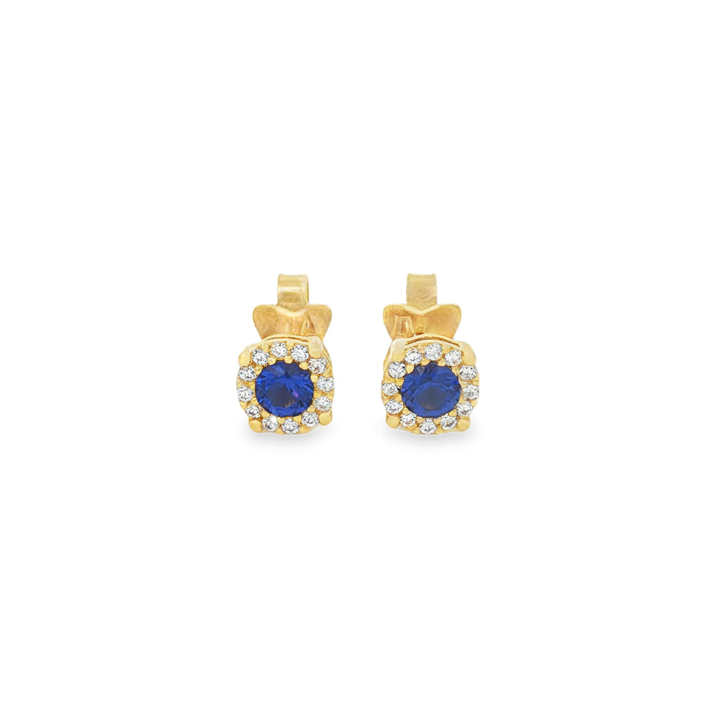 ARETES FLOR ZIRCÓN AZUL
