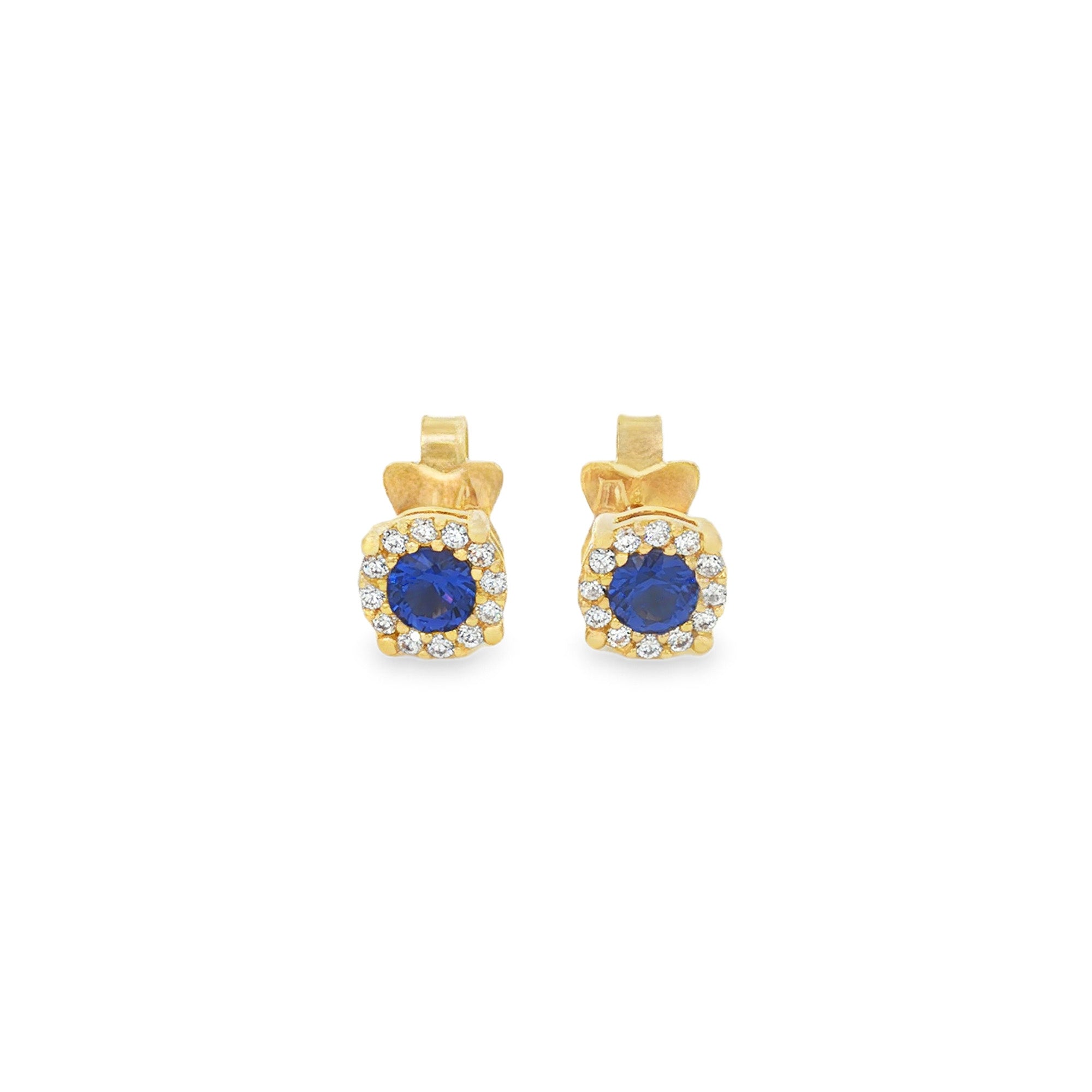 ARETES FLOR ZIRCÓN AZUL