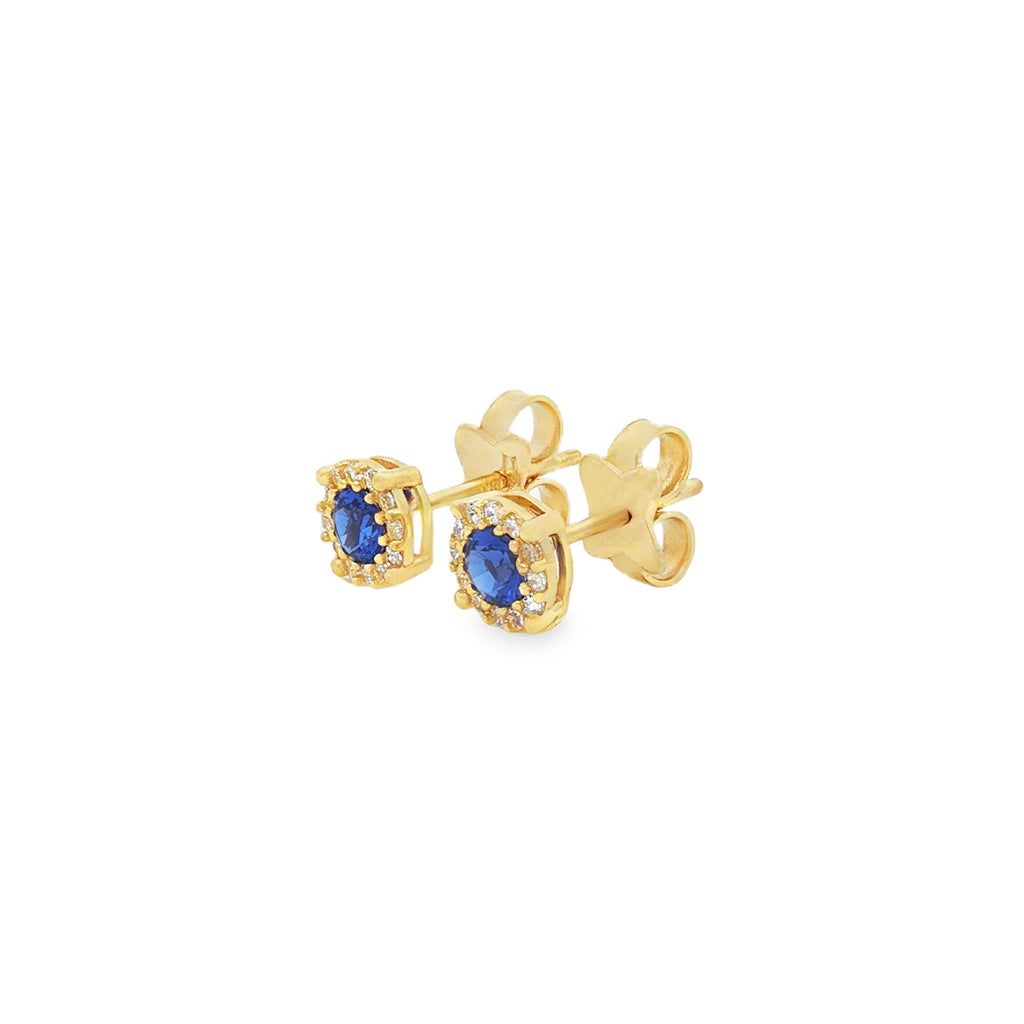ARETES FLOR ZIRCÓN AZUL