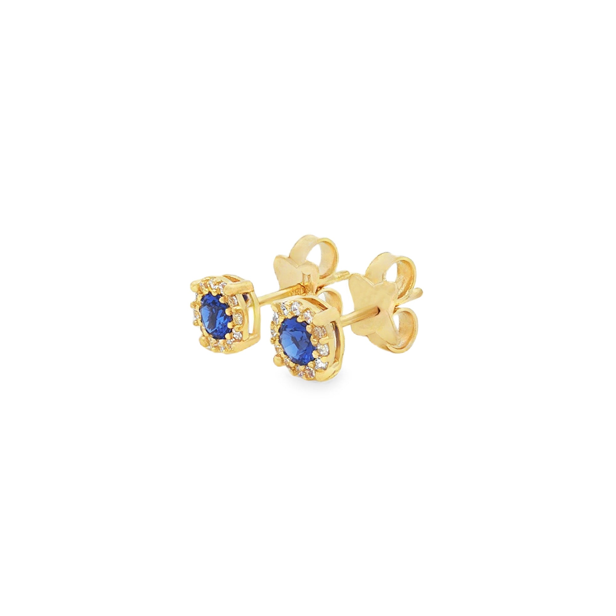 ARETES FLOR ZIRCÓN AZUL