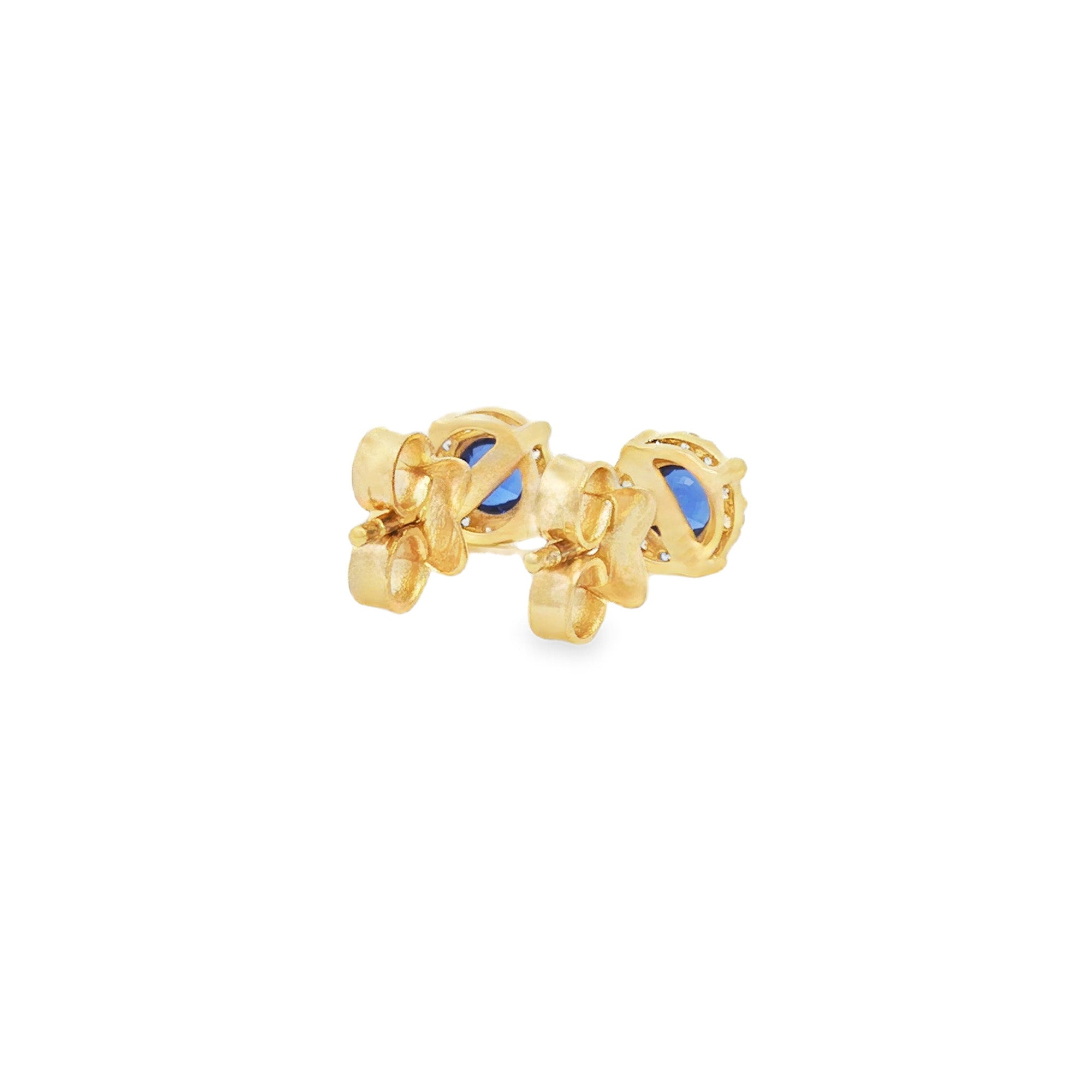 ARETES FLOR ZIRCÓN AZUL