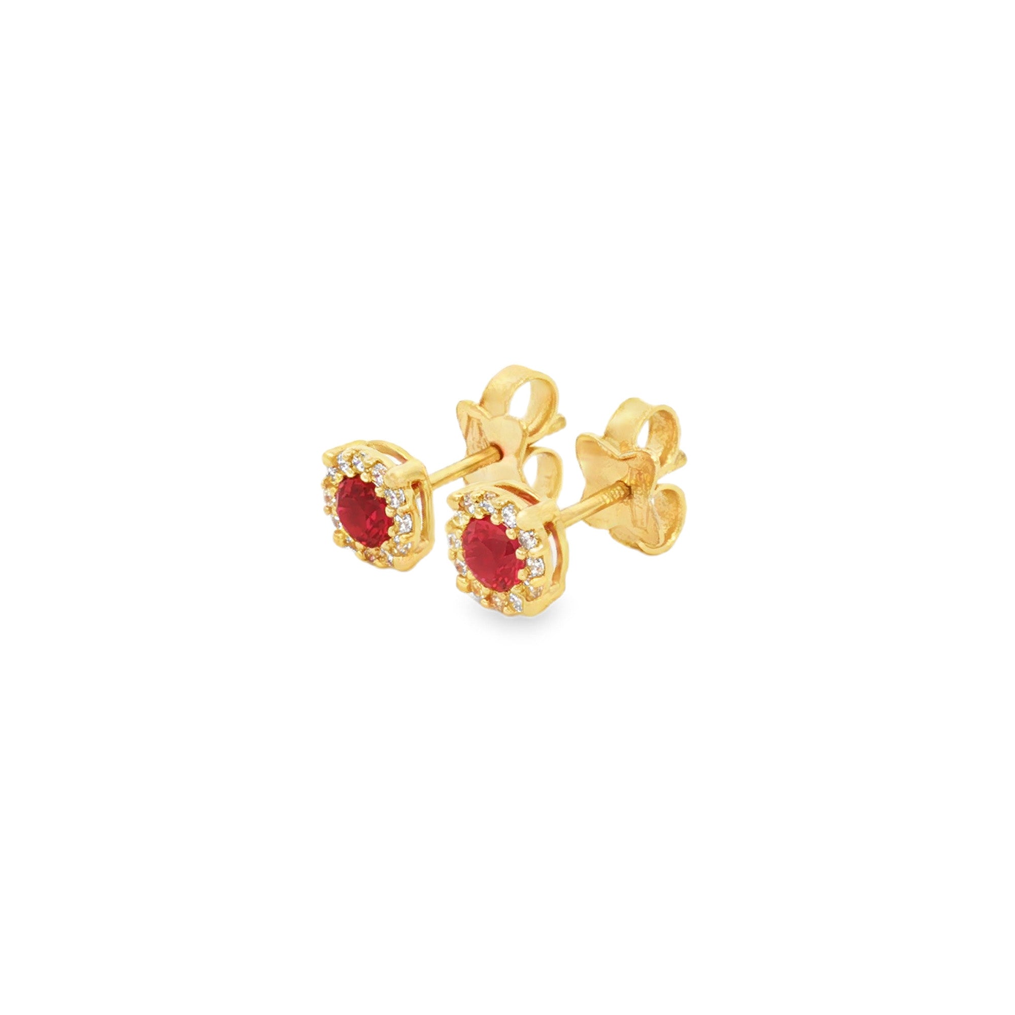 ARETES FLOR ZIRCÓN ROJO