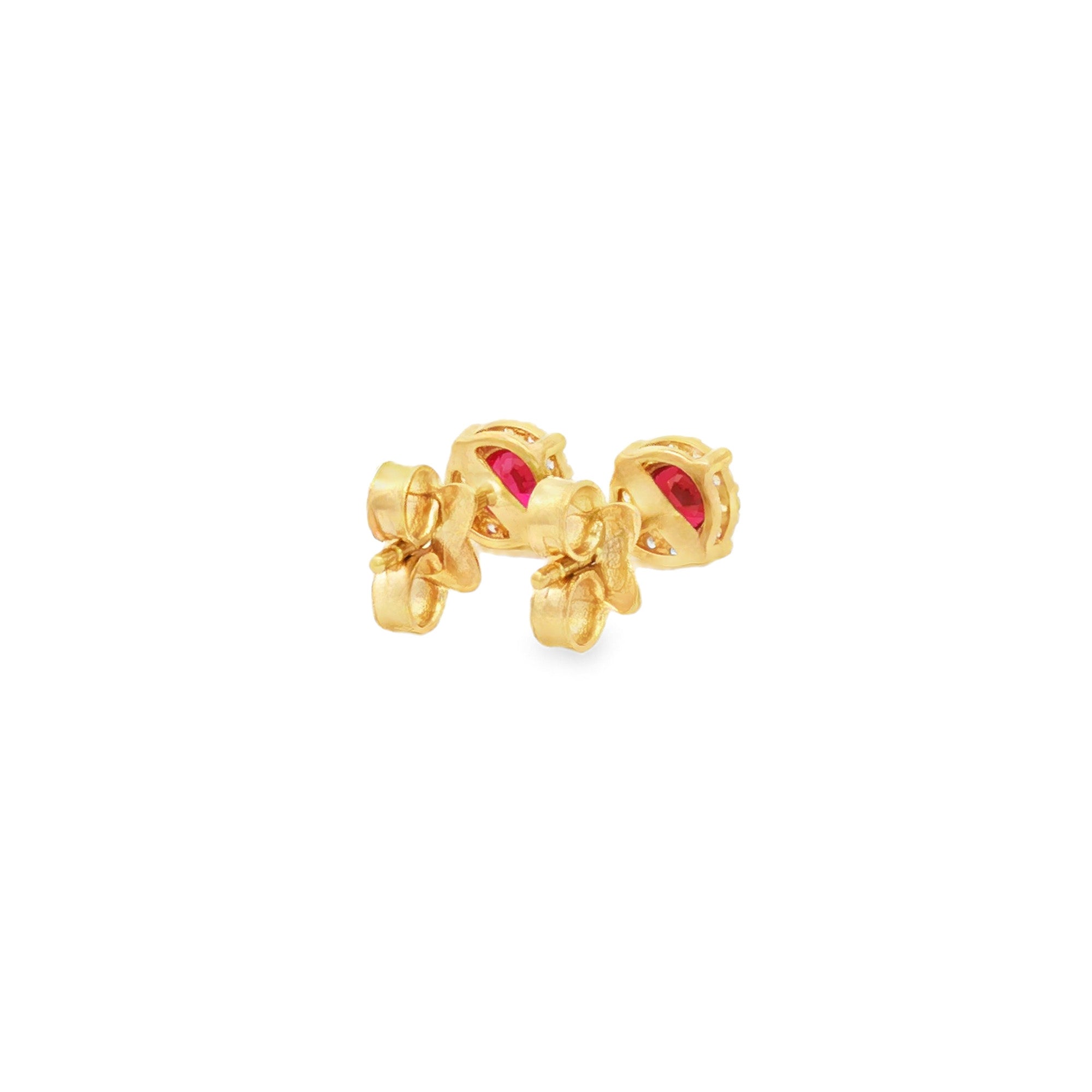 ARETES FLOR ZIRCÓN ROJO